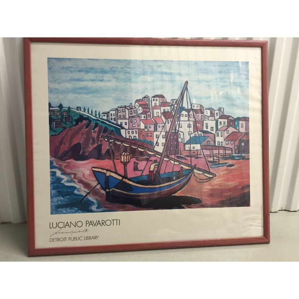 Vtg 1988 Poster Luciano Pavarotti Poster Detroit Public Library LUPA Daylight